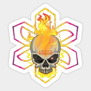 Teethgrinder Flaming Skull Sticker